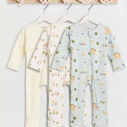 Juniors by Babyshop Girls Pack of 3 Cotton Printed Sleepsuit-picture-14