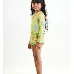 Somersault Full Sleeves Ice Cream Printed Two Piece Swimsuit - Green image 4