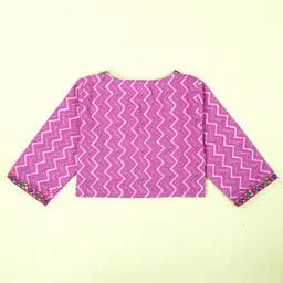 Kiddopanti Cotton Woven Floral Printed Kurti & Three Fourth Sleeves Mirror Work Detailed Koti Set - Pink image 4