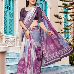 Anouk Floral Linen Blend Saree-image-90