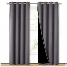 BFAM Grey Set of 2 Black Out Long Door Curtain-picture-10