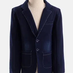 Babyhug Woven Full Sleeves Solid Colour 3 Piece Party Suit With Bow - Navy Blue & White image 5