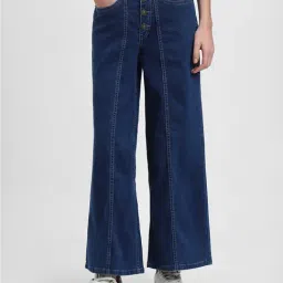 Forever 21 Dark Blue Blended Flared Fit Jeans-picture-21