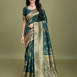 RICH & ROMAN Woven Design Zari Pure Silk Banarasi Saree-picture-7
