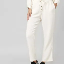 Only Whitecap Grey Relax Fit Crinkled Cotton Pant image 1