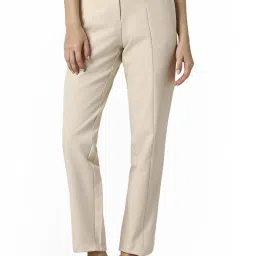 Van Heusen Beige Solid Trousers image 1