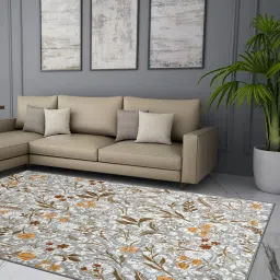 Welspun beige polyester elegance faux jacquard area rugs image 1