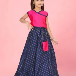 Aarika Kids Pink & Navy Printed Lehenga Cholis image 1