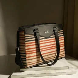 Zouk Luna Qutub Multicolor Jute Striped Shoulder Handbag image 1