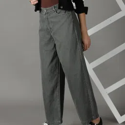 showoffff SHOWOFF Light Olive Straight Fit High Rise Jeans image 1