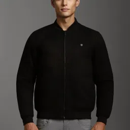 Louis Philippe Black Regular Fit Bomber Jacket image 1