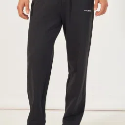 Styli Black Open Hem Relaxed Fit Joggers With Embroidery image 1