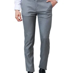 Raymond Grey Melange Slim Fit Flat Front Trousers image 1