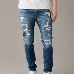 American Eagle Blue Skinny Fit Distressed Jeans image 1