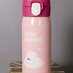 AARVI DECOR STUDIO Pink & White Thermosteel Insulated Typography Water Bottle-picture-44