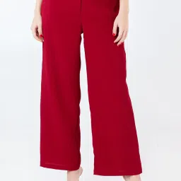 Zink London Red High Rise Flared Pants image 1
