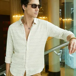 Campus Sutra Beige Regular Fit Printed Shirt image 1