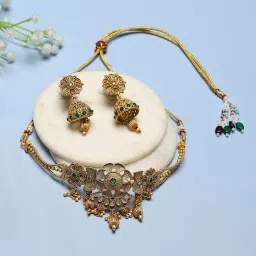 Biba Green Brass Necklace Set image 1