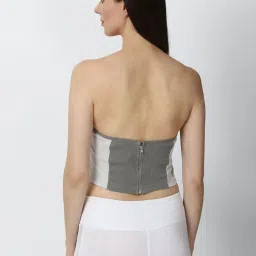 Forever 21 Grey & White Cotton Color-Block Tube Top image 2