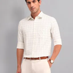 Ad By Arvind Beige Regular Fit Checks Shirt image 1