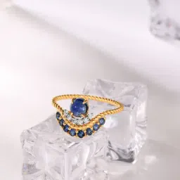 Mia by Tanishq Bubbly Bliss 14k Diamond & London Blue Topaz Finger Ring-image-11