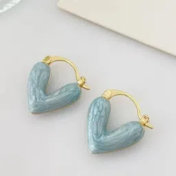 Estailo fashion Enamelled Heart Shaped Hoop Earrings-image-41