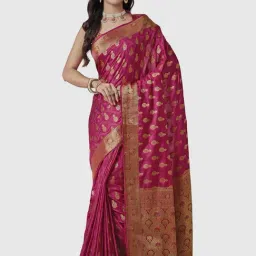 Mimosa Pink Silk Woven Saree With Unstitched Blouse-picture-13