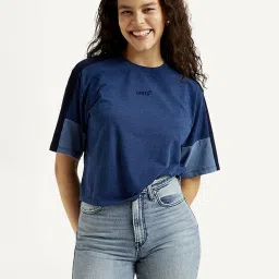 Levi's Indigo Cotton Regular Fit Colour Block Top image 1