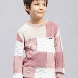 Monte Carlo Boys Pink Cotton Self Sweater image 1