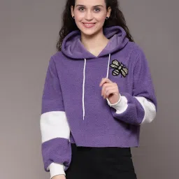 KASSUALLY Purple Embellished Hoodie image 1