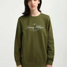 TOMMY HILFIGER Olive Cotton Graphic Print Sweatshirt image 1