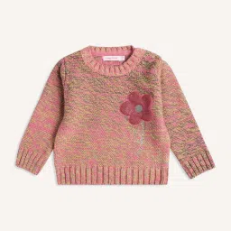 Wingsfield Girls Pink Self Full Sleeves Sweaters & Cardigans image 1