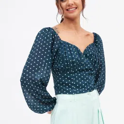 Kibo Blue Georgette Print Tops image 1