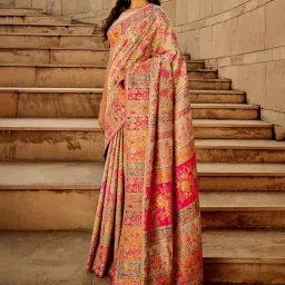 Saree Mall Beige Woven Saree With Unstitched Blouse image 1