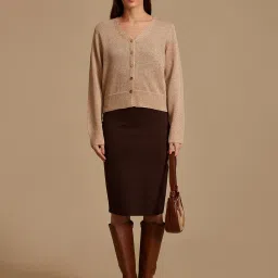 Kazo Beige Polyester Relaxed FitShrugs And Cardigans image 1