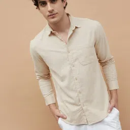 Bossini Beige Regular Fit Self Pattern Shirt image 1