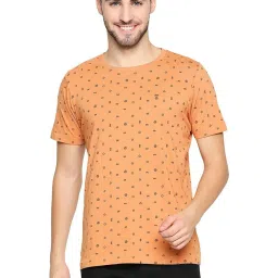 Basics Caramel Brown Cotton Muscle Fit Printed T-Shirt image 1