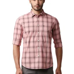 Basics Pink Mist Cotton Slim Fit Checks Shirt image 1
