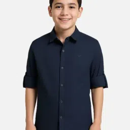 CHARCHIT Boys Navy Blue Cotton Shirt-picture-31