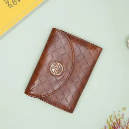 Carlton London Tan Textured Small Tri-Fold Wallet for Women image 1