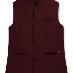 Gini & Jony Kids Maroon Solid Nehru Jacket image 1