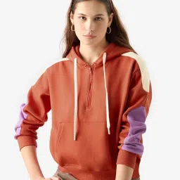 The Souled Store Orange Color-Block Hoodie image 1