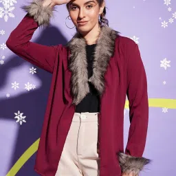 BUYNEWTREND Maroon Plain Shrug image 1