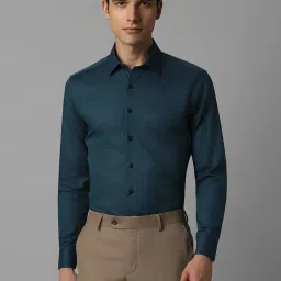 Louis Philippe Green Slim Fit Texture Shirt image 1