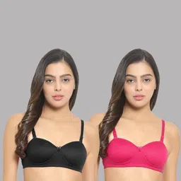 samvar Women Cotton Black,Pink Padded Non-Wired Lingerie Bra Sport wear Gym Crop Tank Top-picture-27