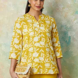 Melange by Lifestyle Yellow Printed Kurti image 1