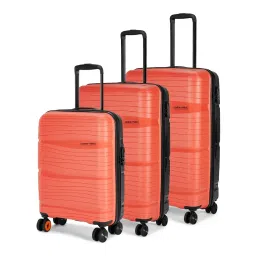 Nasher Miles Nicobar Hard-Sided Polypropylene Set of 3 Orange and Dark Grey Trolley Bags(55,65&75Cm) image 1