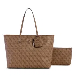 Guess Latte Logo Printed Power Play Large Tech Tote Bag With Pouch image 1