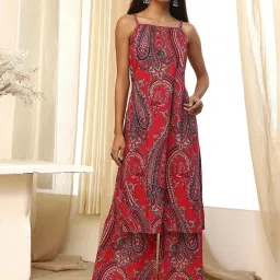 Biba Magenta Cotton Printed Kurta With Pant image 1