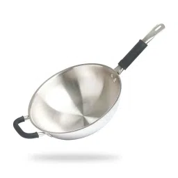 ALLO Silver Stainless Steel 28 cm Induction Friendly Triply Wok (4.5 L) image 1
